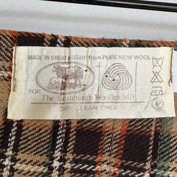 Vintage 80s The Edinburgh Woolen Mill Tan Plaid Pleated Wrap Midi Skirt Size 8 - Picture 13 of 13